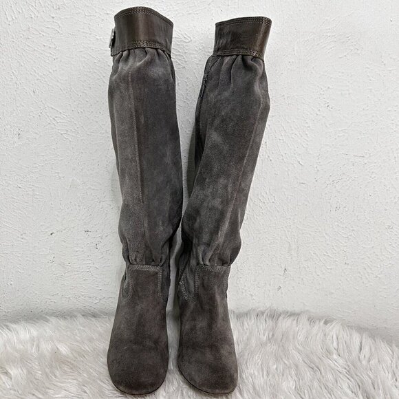 MICHAEL MICHAEL KORS Tall Slouchy Shaft Boots Stale Grey Suede Leather Size 7 M - Picture 2 of 15